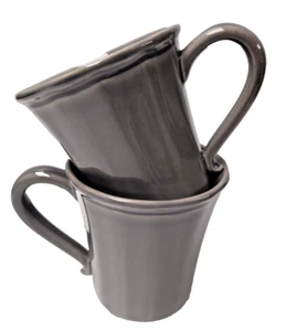 Pair of Pottery Barn Gray Coffee Mugs Made In Portugal - Picture 1 of 5