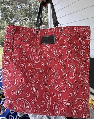 Bolso de Mano De Colección Neiman Marcus Paisley Farm Home Country Core Bandana Daisy Duke Rojo Foto 1 de 4