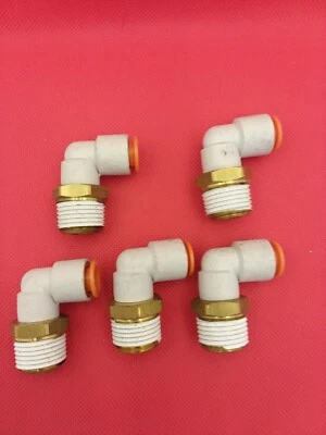 SMC KQ2L11-37S MALE 90° ELBOW 1/2" NPT  3/8" OD TUBE LOT OF 5 NNB - Image 1 of 3