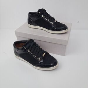 Jimmy Choo Miami Trainers Size 5 Womens Black Patent Suede Lace Up Soft -WRDC