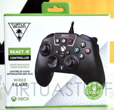 TURTLE BEACH REACT-R BLACK CONTROLLER, PC AND XBOX ONE, SERIES X/S GAMEPAD, NEW! - Immagine 1 di 4