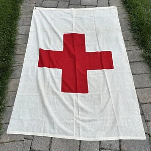 ORIGINAL WWII WW2 Era US Red Cross Cotton Multi-Piece Construction Flag - Picture 1 of 4