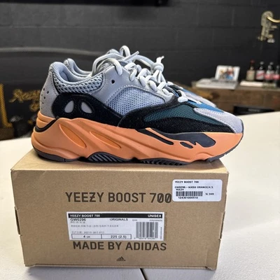 SZ 4.5 US YOUTH YEEZY BOOST 700 GW0296 WASH ORANGE - Image 1 of 4
