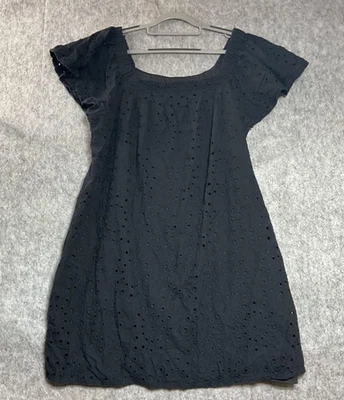 Lane Bryant Dress Womens Plus 22/24 Black Eyelet Embroidered Short Sleeve Boho - Image 1 of 4