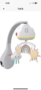 FISHER PRICE Rainbow Shower Merry Two-way Music Machine Or Bassinet Crib Mobile - Picture 1 of 4