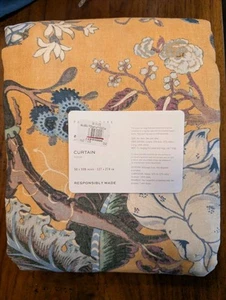 POTTERY BARN Dahlie Blumendruck Vorhang - gelb - 50x108" - Neu mit Etikett - Bild 1 von 3