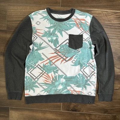 Hurley - Sudadera Retro Estampado Hawaiano Cuello Redondo Talla XL Surfer Patinador Tropical Foto 1 de 4