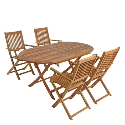 Gartenmöbel Sitzgruppe Gartentisch 4 Stühle mit Armlehnen Gartenset klappbar - Bild 1 von 4