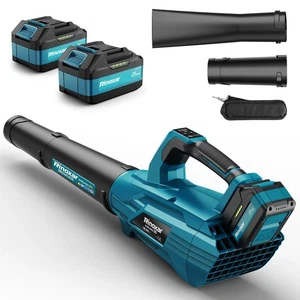 Laubgebläse Akku: 35.000 U/min, 180 km/h, 5 Geschw. + 5200mAh Akku & 2 Düsen - Bild 1 von 9