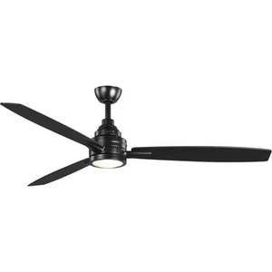 Progress Lighting Gaze 60 Gaze 60" 3 Blade Indoor Ceiling Fan - - Black - Picture 1 of 12