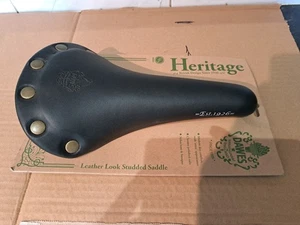 DAWES VELO HERITAGE LEATHER LOOK STUDDED SADDLE NEW IN BLACK - Picture 1 of 8