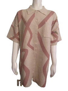 le lis collection Damen Kurzarm Knopfleiste weiche lange Strickjacke L Neu mit Etikett - Bild 1 von 9