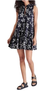 ABITO BABYDOLL STEVE MADDEN SUNNY DISPOSIZIONI COTONE NERO SBIADITO Taglia L - Foto 1 di 3