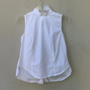 Top blusa telaio taglia XS bianco cotone schiena chiusura bottoni collo mandarino hi-lo - Foto 1 di 7