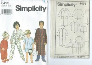 S 8493 sewing pattern Child SLEEPWEAR ROBE PAJAMAS SLEEPER sew sizes ½,1,2 UNCUT - Picture 1 of 1