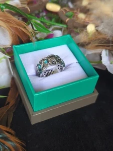 Handgegossener Hammer Sterling 925 keltischer Irland Wolf Ring Blautopas Gr.6 dick - Bild 1 von 9