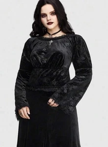 ROMWE FLORAL VELVET GOTHIC CROPPED TOP BEST FIT 14/16 BNWT - Picture 1 of 12