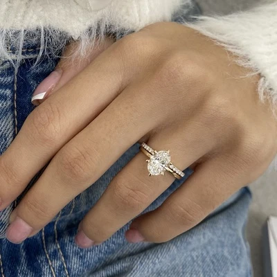 Anillo nupcial de diamantes VS1 E IGI certificado 2 quilates creado en laboratorio conjunto de bandas de oro amarillo de 18 quilates Foto 1 de 4