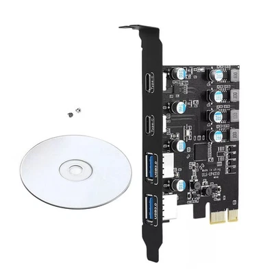 4 Ports USB PCI-Express Extension Card 2*USB-A 2*USB-C USB3.0 5Gbps - Image 1 of 4
