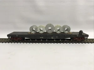 Athearn HO Scale 50' Flatcar With Spool Load No Road Name 4256 Kadee Couplers - Picture 1 of 6