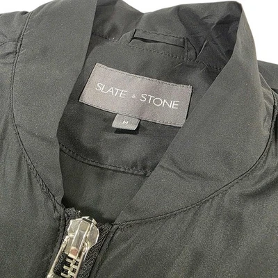 Slate & Stone Mens Bomber Jacket Lightweight Full Zip Black Medium - Image 1 of 4