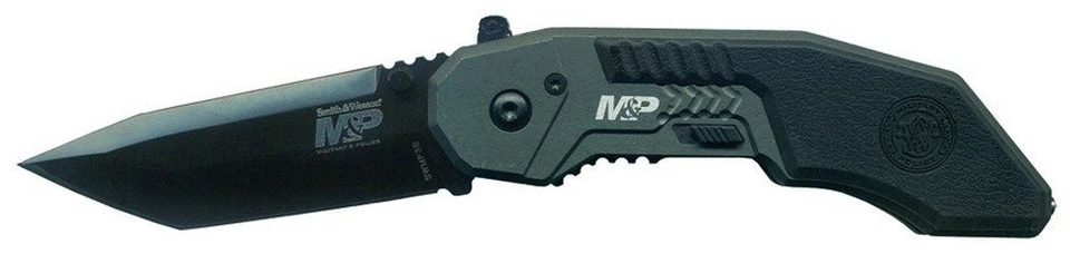 Military Police Magic Assisted Tanto Black Blade Knife Plain SWMP3B