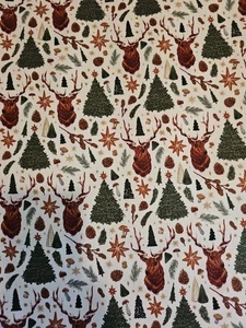 6 YARDS 32" WILDERNESS CHRISTMAS TREE REINDEER FLANNEL FABRIC SEWING RAG QUILT - Picture 1 of 3