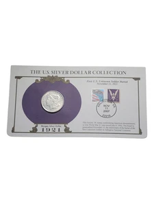 PCS 1921 P Morgan Silver Dollar & Stamp Panel - Collezione US Silver Dollar - Foto 1 di 4