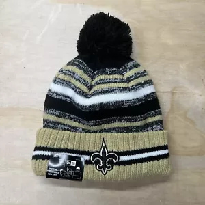 NEW NFL New Orleans Saints New Era 2021 Sideline Sport Official Pom Knit Beanie - Picture 1 of 6