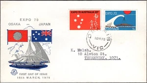 Australia Expo 70 1970 conjunto de 2 estampillas dirigidas por Excelsior FDC, buen estado - Imagen 1 de 1
