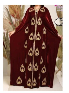 SALE Moroccan Dubai Kaftans Farasha Abaya Dress Very Fancy Long Velvet Dresses 5 - Picture 1 of 7