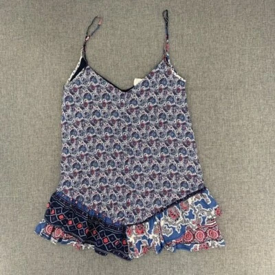 Lindo Top Zara TRF Sin Mangas Estampado Floral Correas de Espagueti Pequeño Azul Blanco Rojo Foto 1 de 4