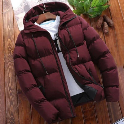 Hombres Invierno Cálido Algodón Chaqueta Esquí Nieve Grueso Capucha Abrigo Abombado Parka Acolchado ♡ Foto 1 de 4