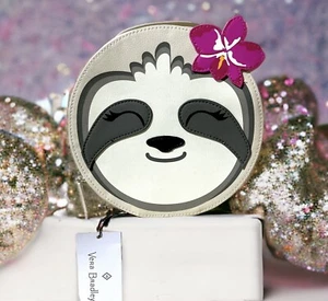 Vera Bradley Cosmetic Bag HANGING AROUND Makeup Storage SLOTH Travel Case NEW - Picture 1 of 4