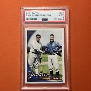 2010 Topps Babe Ruth Lou Gehrig #637 New York Yankees PSA 9 Mint Perfect