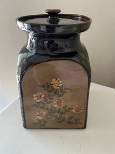 Eldreth Pottery | Red Ware Large Crock W/Lid | Four Seasons | 2005 Floral - Picture 1 of 18