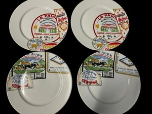 Vintage Set Of 4 Revol France Porcelain Cheese Decorated Plates - Picture 1 of 8