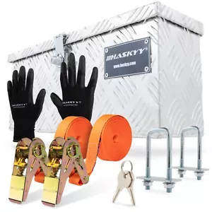 Aluminium Box Transportbox Satz mit 2 St. Spanngurte Ratsche schwarze Handschuhe - Bild 1 von 8