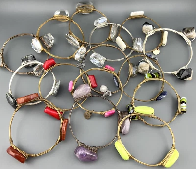 Lote Brazalete Brazalete Piedras Preciosas Cristal Envuelto en Alambre Multicolor Cuarzo Ágata Boho Foto 1 de 4