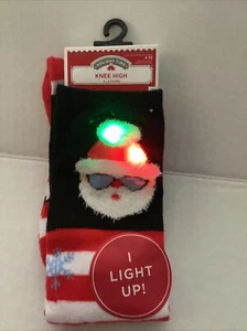 Calcetines para mujer Holiday Time iluminados a la rodilla de renos talla 4-10 - Imagen 1 de 6