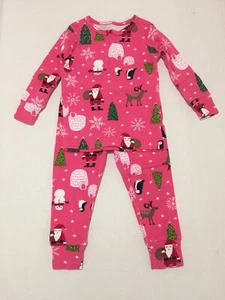 Carters Girls 12 Months Christmas Pink With Print Pajamas New W/O Tags - Picture 1 of 6