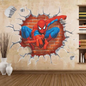 Removable Wall Sticker home decor Birthday part "Spiderman out of the wall 3D " - Picture 1 of 8