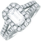 GIA Zertifiziert Diamant Verlobungsring 3.10 Karat 18k Weißgold Smaragd Form