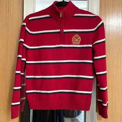 American Living Suéter a Rayas Rojo Blanco y Negro con Cresta en el Pecho 1/4 Cremallera Med Foto 1 de 4