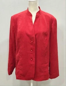 JM Collection Red Vegan Suede Jacket Blazer 16W - Picture 1 of 5