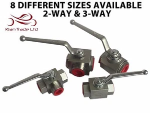 HYDRAULIC BALL VALVES BSP - 2 WAY / 3 WAY. ALL SIZES AVAILABLE - HIGH PRESSURE - Picture 1 of 3