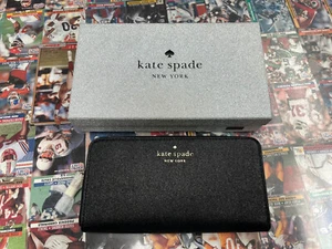 Kate Spade Shimmy Tinsel Glitter Large Continental Wallet Black With Orig Box - Picture 1 of 8
