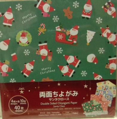 Christmas Santa Double Sided 4 Design Origami Chiyogami Paper / Japan DAISO - Image 1 of 3