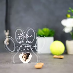Custom Dog Memorial Photo Block Personalised Pet Photo Glass Effect Acrylic - Picture 1 of 5