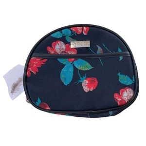 New Jessica Simpson Makeup Bag Travel Black Red Floral Carry On West Coast - Picture 1 of 9